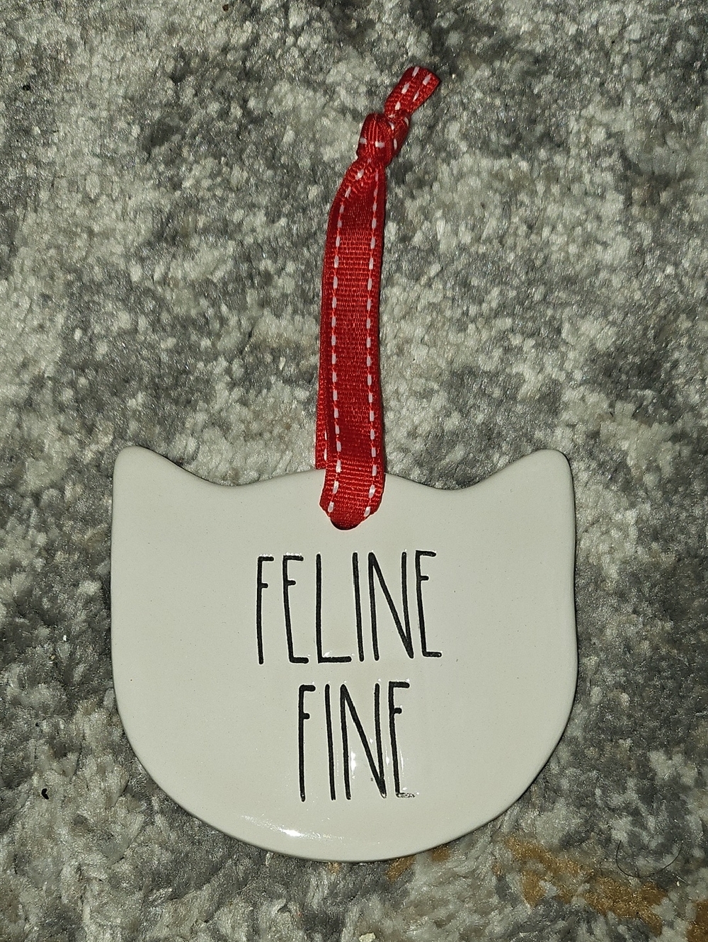 Rae Dunn Feline Fine White Cat Head Ornament